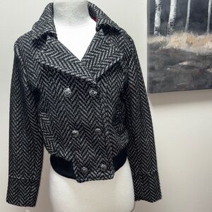 Dollhouse Charcoal Herringbone Pea Coat